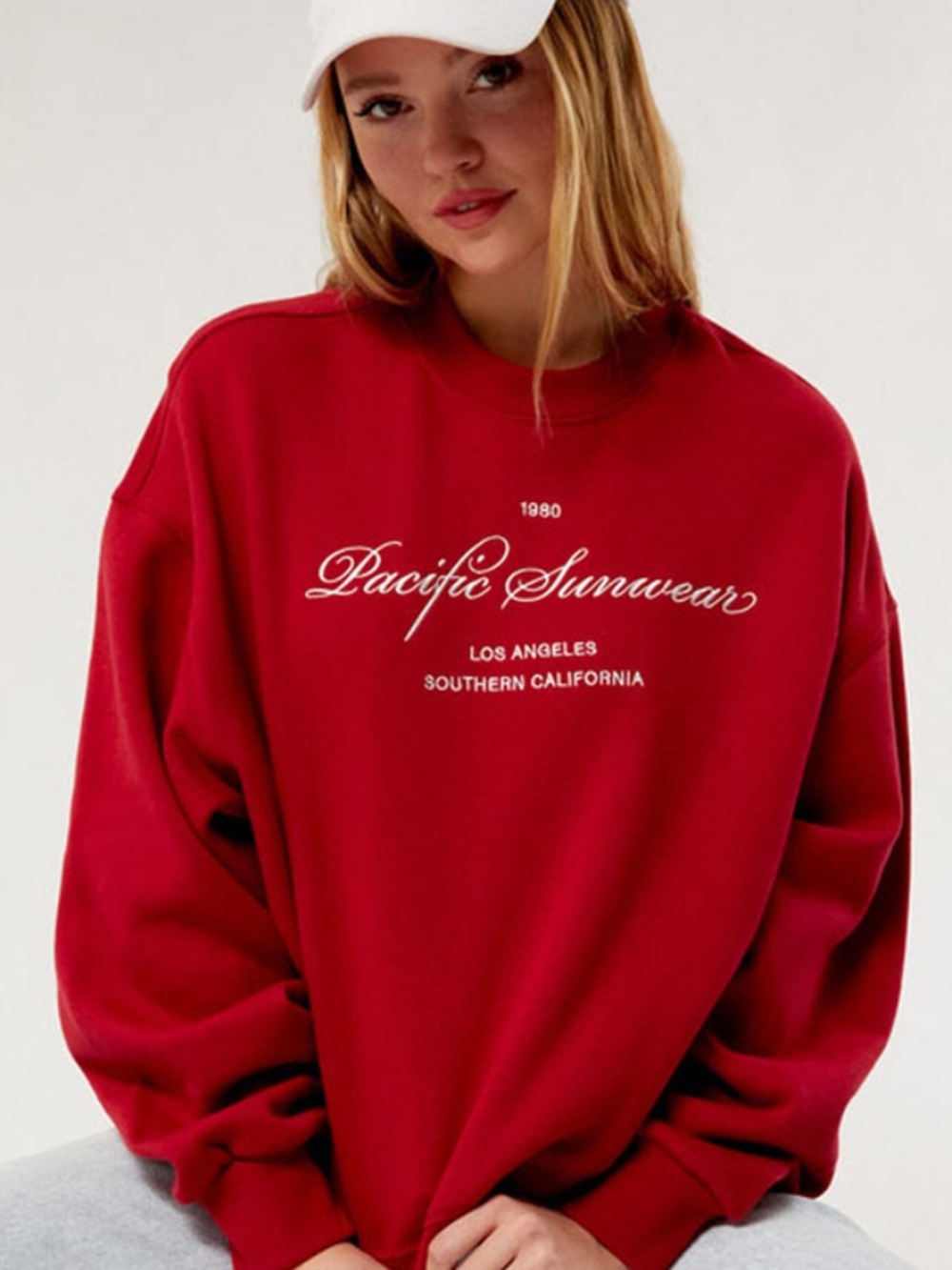 Pacific Sunwear PacSun Sweatshirt Size Large Maroon with White Embroidery